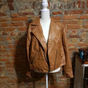 Cropped Faux Leather Jacket